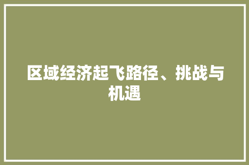 区域经济起飞路径、挑战与机遇 区域经济起飞路径、挑战与机遇