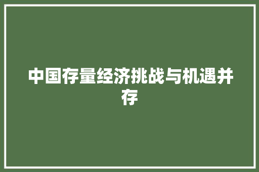 中国存量经济挑战与机遇并存 中国存量经济挑战与机遇并存