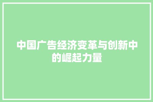 中国广告经济变革与创新中的崛起力量 中国广告经济变革与创新中的崛起力量