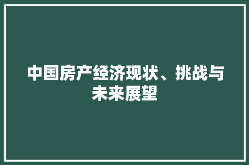 中国房产经济现状、挑战与未来展望 中国房产经济现状、挑战与未来展望
