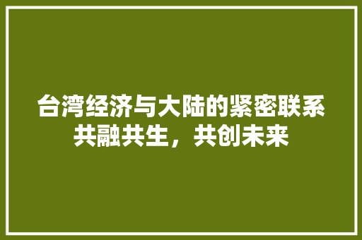 台湾经济与大陆的紧密联系共融共生,共创未来 台湾经济与大陆的紧密联系共融共生,共创未来