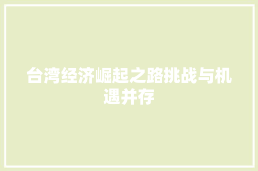 台湾经济崛起之路挑战与机遇并存 台湾经济崛起之路挑战与机遇并存