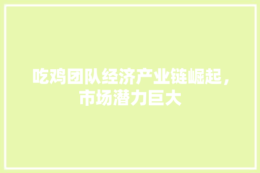 吃鸡团队经济产业链崛起,市场潜力巨大 吃鸡团队经济产业链崛起,市场潜力巨大