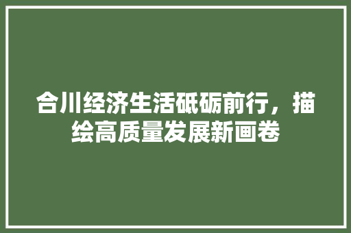 合川经济生活砥砺前行，描绘高质量发展新画卷