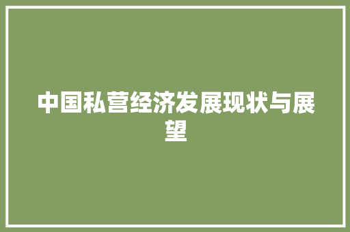 中国私营经济发展现状与展望 中国私营经济发展现状与展望