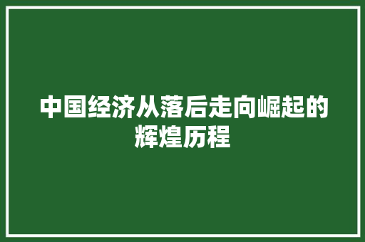 中国经济从落后走向崛起的辉煌历程 中国经济从落后走向崛起的辉煌历程