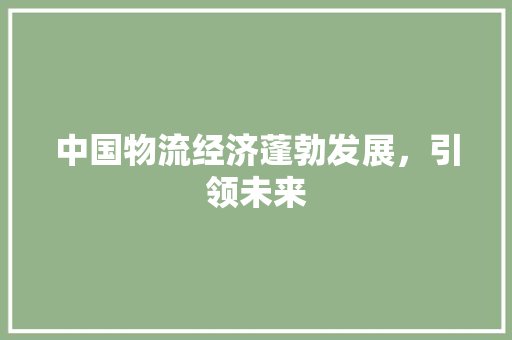 中国物流经济蓬勃发展,引领未来 中国物流经济蓬勃发展,引领未来