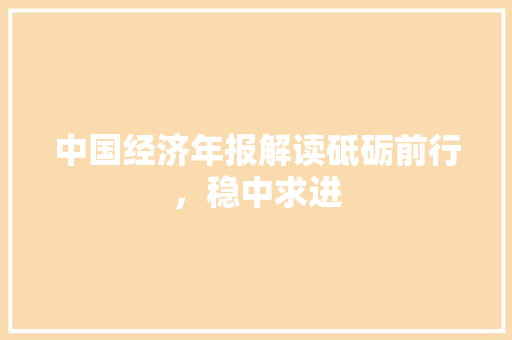 中国经济年报解读砥砺前行，稳中求进