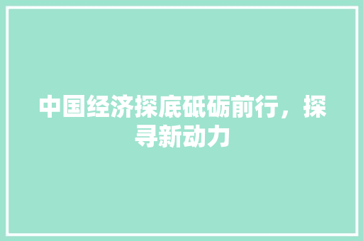 中国经济探底砥砺前行,探寻新动力 中国经济探底砥砺前行,探寻新动力