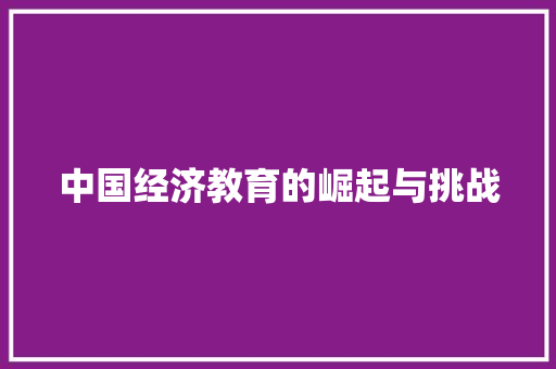 中国经济教育的崛起与挑战 中国经济教育的崛起与挑战