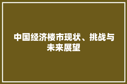 中国经济楼市现状、挑战与未来展望 中国经济楼市现状、挑战与未来展望