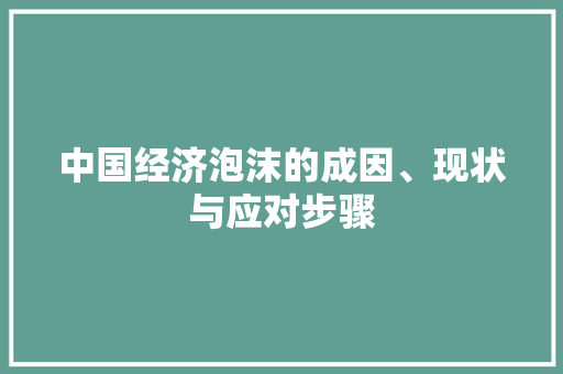 中国经济泡沫的成因、现状与应对步骤 中国经济泡沫的成因、现状与应对步骤