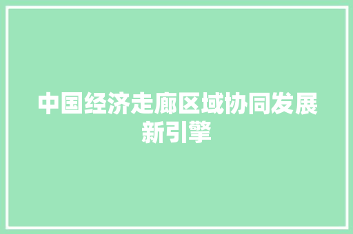 中国经济走廊区域协同发展新引擎 中国经济走廊区域协同发展新引擎