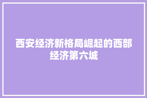 西安经济新格局崛起的西部经济第六城
