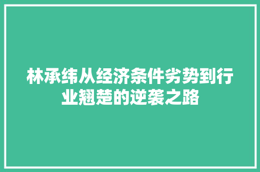 林承纬从经济条件劣势到行业翘楚的逆袭之路 林承纬从经济条件劣势到行业翘楚的逆袭之路