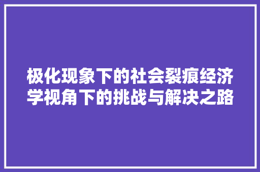 极化现象下的社会裂痕经济学视角下的挑战与解决之路 极化现象下的社会裂痕经济学视角下的挑战与解决之路