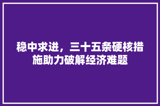 稳中求进,三十五条硬核措施助力破解经济难题 稳中求进,三十五条硬核措施助力破解经济难题