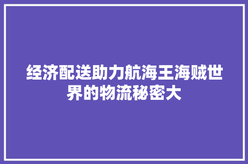 经济配送助力航海王海贼世界的物流秘密大 经济配送助力航海王海贼世界的物流秘密大
