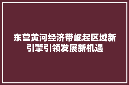 东营黄河经济带崛起区域新引擎引领发展新机遇 东营黄河经济带崛起区域新引擎引领发展新机遇