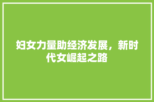 妇女力量助经济发展,新时代女崛起之路 妇女力量助经济发展,新时代女崛起之路