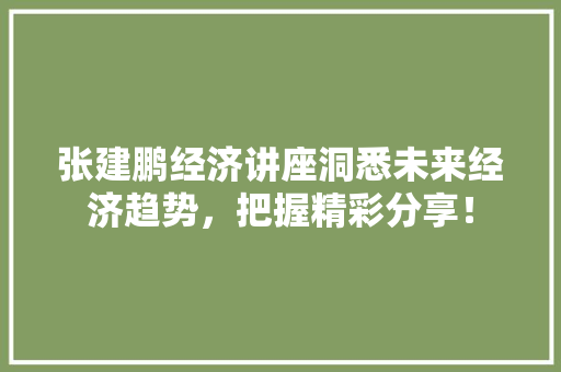 张建鹏经济讲座洞悉未来经济趋势,把握精彩分享! 张建鹏经济讲座洞悉未来经济趋势,把握精彩分享!