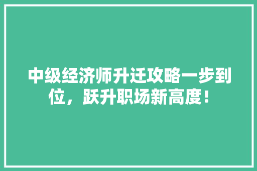 中级经济师升迁攻略一步到位,跃升职场新高度! 中级经济师升迁攻略一步到位,跃升职场新高度!