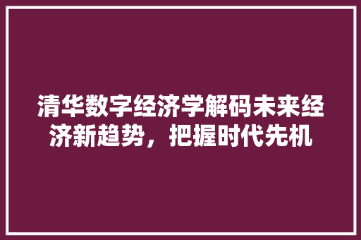 清华数字经济学解码未来经济新趋势,把握时代先机 清华数字经济学解码未来经济新趋势,把握时代先机