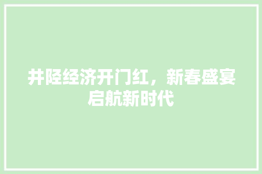 井陉经济开门红,新春盛宴启航新时代 井陉经济开门红,新春盛宴启航新时代