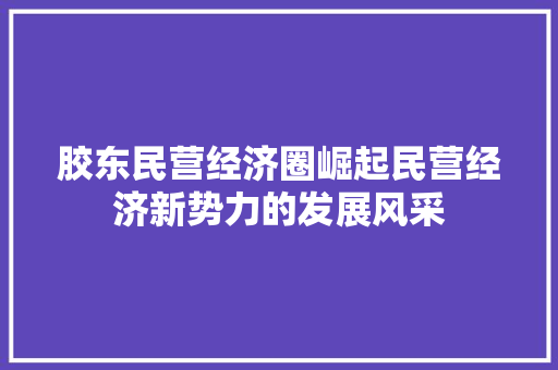 胶东民营经济圈崛起民营经济新势力的发展风采 胶东民营经济圈崛起民营经济新势力的发展风采