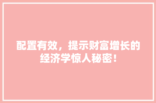 配置有效,提示财富增长的经济学惊人秘密! 配置有效,提示财富增长的经济学惊人秘密!