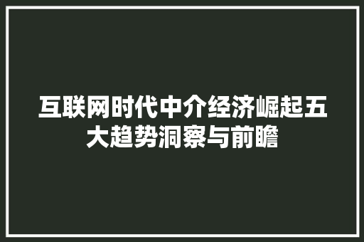 互联网时代中介经济崛起五大趋势洞察与前瞻 互联网时代中介经济崛起五大趋势洞察与前瞻