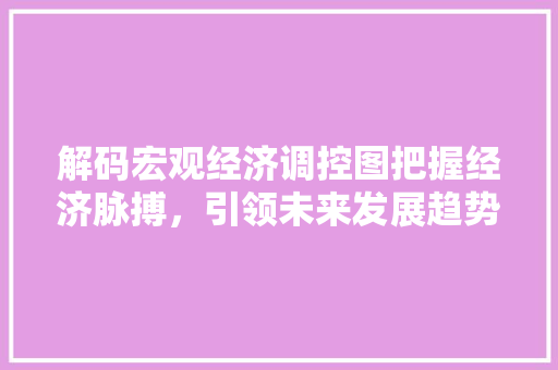 解码宏观经济调控图把握经济脉搏,引领未来发展趋势 解码宏观经济调控图把握经济脉搏,引领未来发展趋势