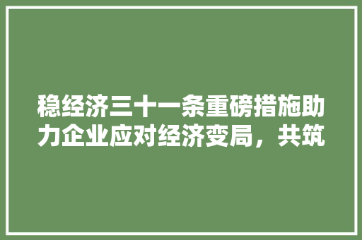 稳经济三十一条重磅措施助力企业应对经济变局,共筑发展新篇章 稳经济三十一条重磅措施助力企业应对经济变局,共筑发展新篇章