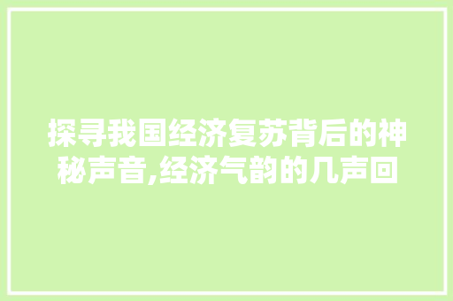 探寻我国经济复苏背后的神秘声音,经济气韵的几声回响