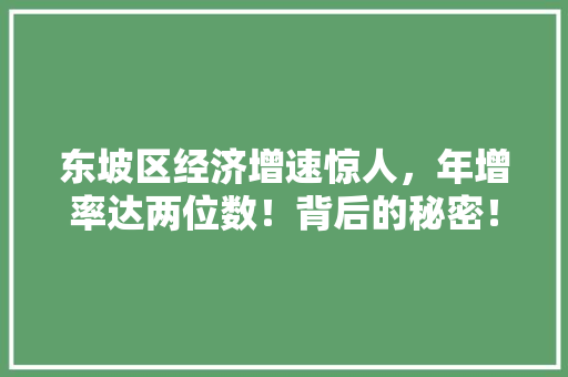 东坡区经济增速惊人,年增率达两位数!背后的秘密! 东坡区经济增速惊人,年增率达两位数!背后的秘密!