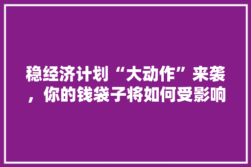 稳经济计划“大动作”来袭,你的钱袋子将如何受影响 稳经济计划“大动作”来袭,你的钱袋子将如何受影响