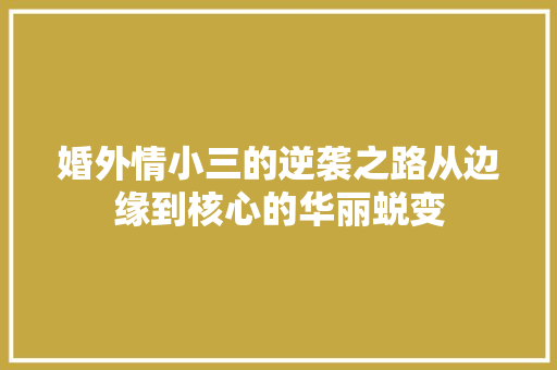 婚外情小三的逆袭之路从边缘到核心的华丽蜕变 婚外情小三的逆袭之路从边缘到核心的华丽蜕变