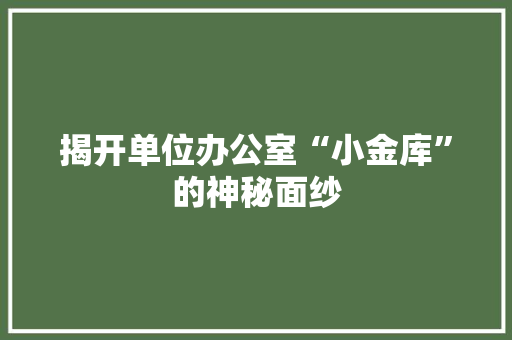 揭开单位办公室“小金库”的神秘面纱 揭开单位办公室“小金库”的神秘面纱
