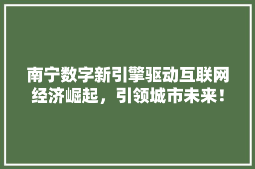 南宁数字新引擎驱动互联网经济崛起,引领城市未来! 南宁数字新引擎驱动互联网经济崛起,引领城市未来!
