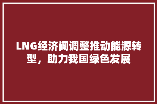 LNG经济阀调整推动能源转型,助力我国绿色发展 LNG经济阀调整推动能源转型,助力我国绿色发展