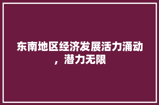 东南地区经济发展活力涌动,潜力无限 东南地区经济发展活力涌动,潜力无限