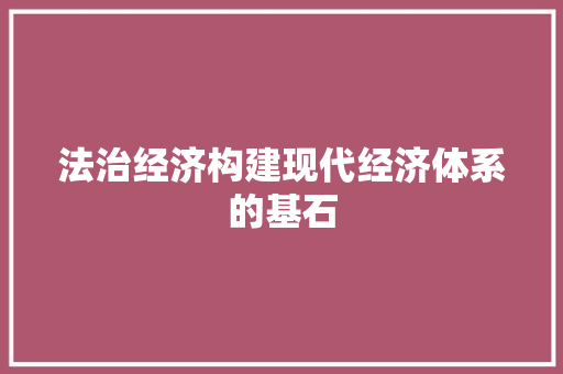 法治经济构建现代经济体系的基石 法治经济构建现代经济体系的基石