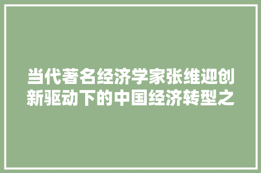 当代著名经济学家张维迎创新驱动下的中国经济转型之路 当代著名经济学家张维迎创新驱动下的中国经济转型之路