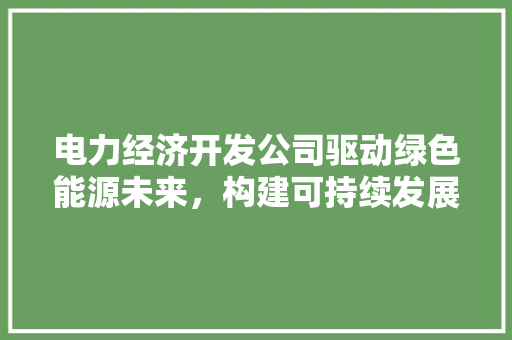 电力经济开发公司驱动绿色能源未来,构建可持续发展新篇章 电力经济开发公司驱动绿色能源未来,构建可持续发展新篇章