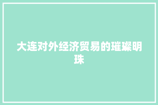 大连对外经济贸易的璀璨明珠 大连对外经济贸易的璀璨明珠