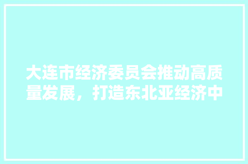 大连市经济委员会推动高质量发展，打造东北亚经济中心
