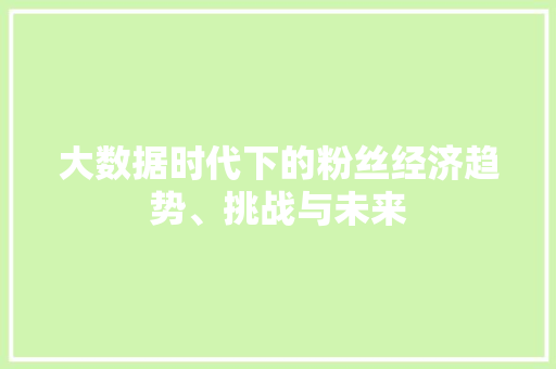 大数据时代下的粉丝经济趋势、挑战与未来 大数据时代下的粉丝经济趋势、挑战与未来