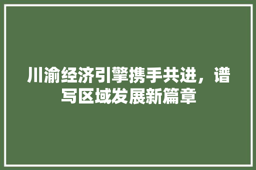 川渝经济引擎携手共进,谱写区域发展新篇章 川渝经济引擎携手共进,谱写区域发展新篇章
