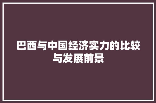 巴西与中国经济实力的比较与发展前景