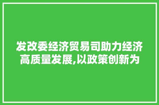 发改委经济贸易司助力经济高质量发展,以政策创新为引擎,推动产业升级 发改委经济贸易司助力经济高质量发展,以政策创新为引擎,推动产业升级